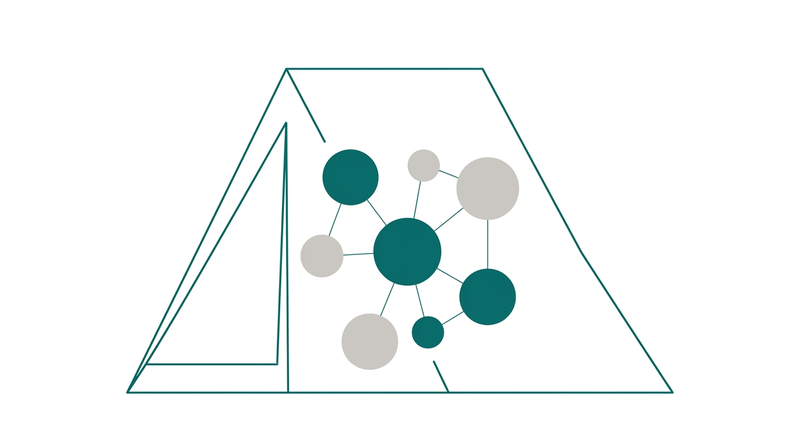 Diagram: project roles of different sizes connected into one network under a single tent